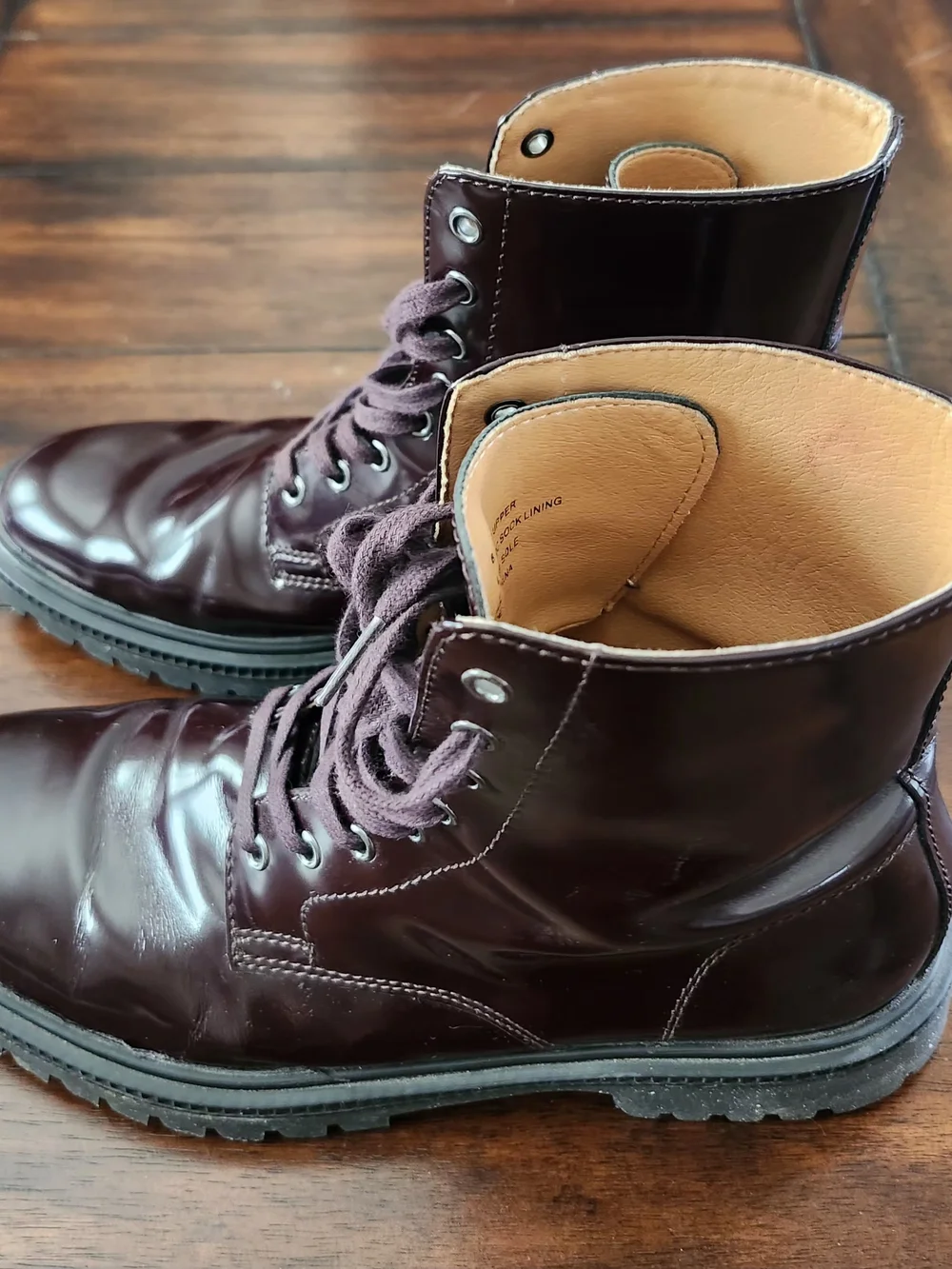 Express Burgandy Leather Combat Boots 8